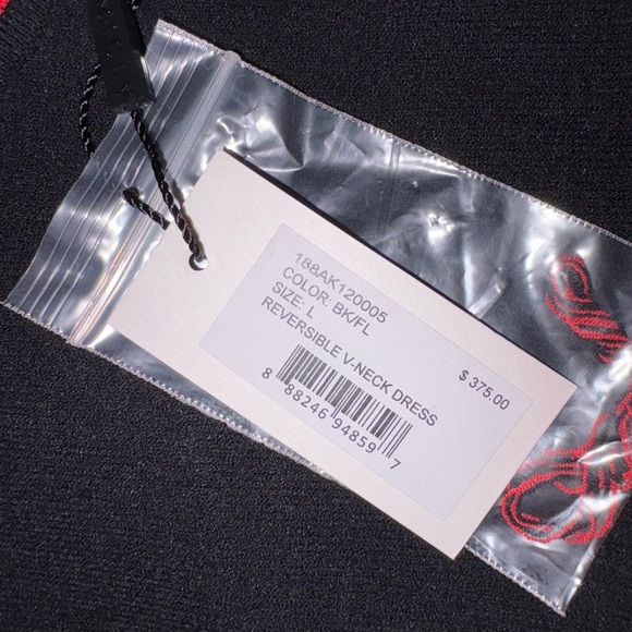 NWT MILLY stretchy v-neck reversible hi-lo l dress in red/black L - Picture 4 of 5